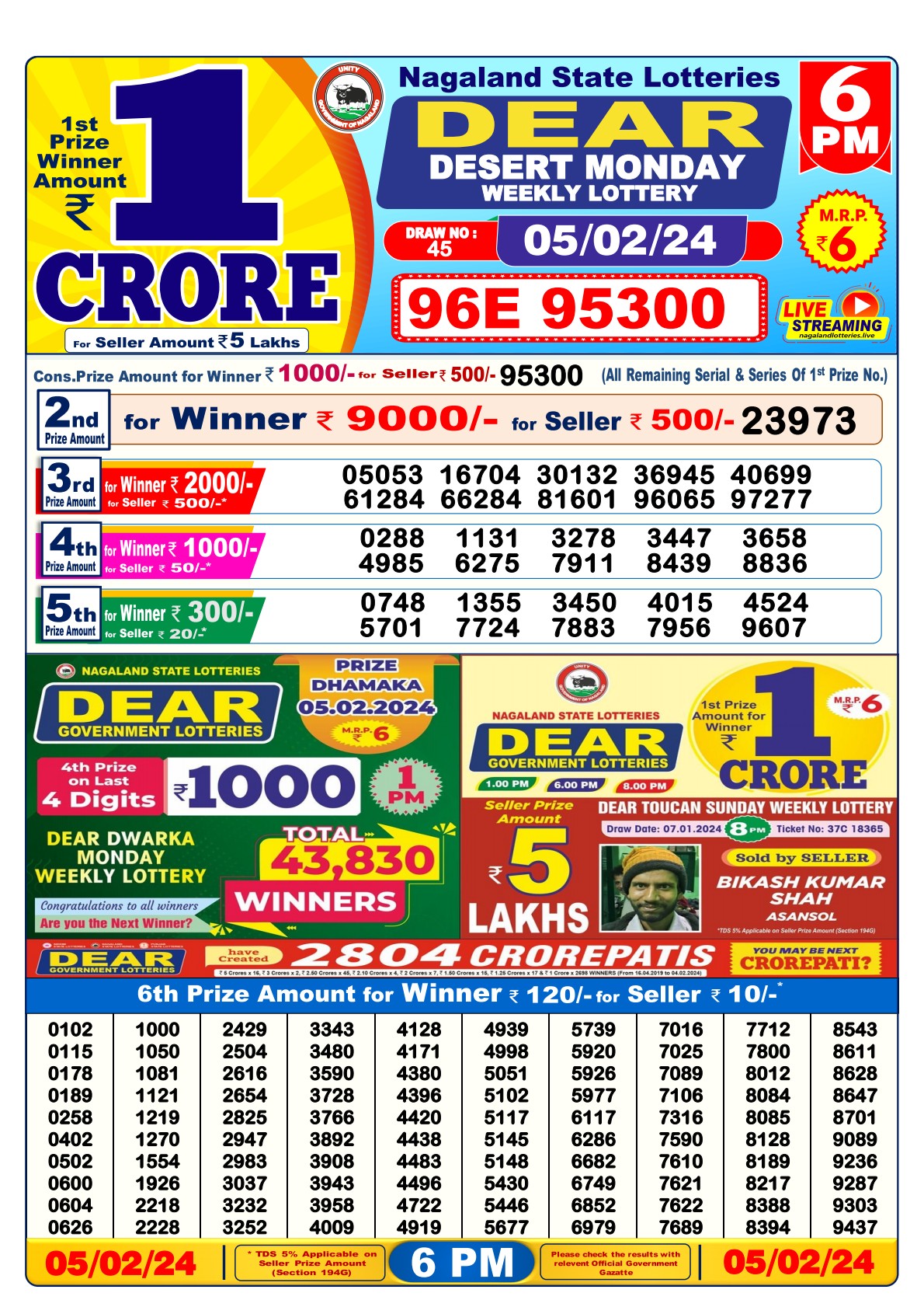 Lottery Sambad  6PM